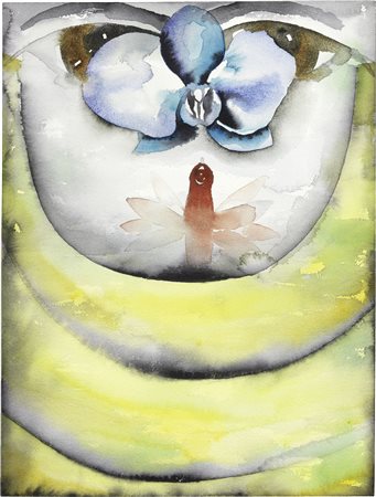 Francesco Clemente Napoli 1952 Guancia di tulipano (Orchidea nera e colibrì...