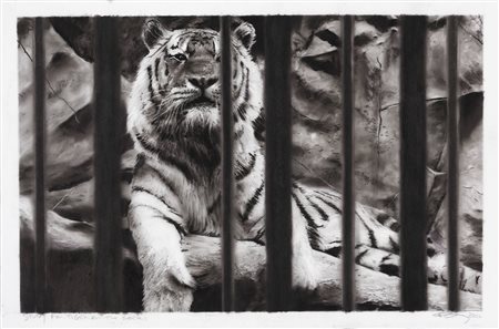 Robert Longo New York 1953 Study for Tiger on the Rocks, 2010 Carboncino e...