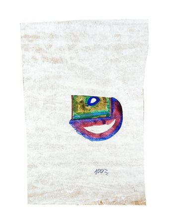 Friedensreich Hundertwasser "Senza titolo" 
acquerello e collage su carta
cm 25x