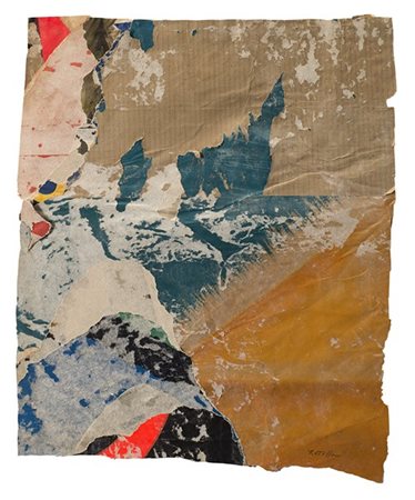 Mimmo Rotella "Senza titolo" 1957 circa
décollage su carta
cm 45x36,5
Firmato in