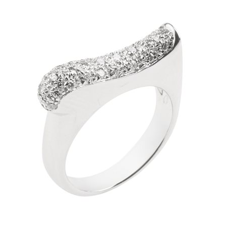 ANELLO IN ORO BIANCO E DIAMANTI decorato da pavé di diamanti per ct 0.20...