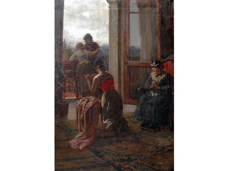 Giuseppe Danieli (Venezia 1865 - Verona 1931) In preghiera Olio su tela...