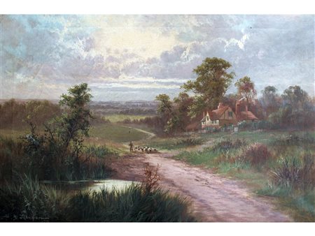 Sidney Yates Johnson (XIX-XX secolo) Paesaggio Olio su tela Firmato Misure...