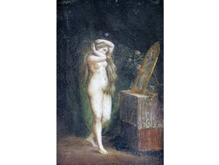 Lombardo, pittore attivo nel XIX secolo La toilette del mattino/Fanciulla al...