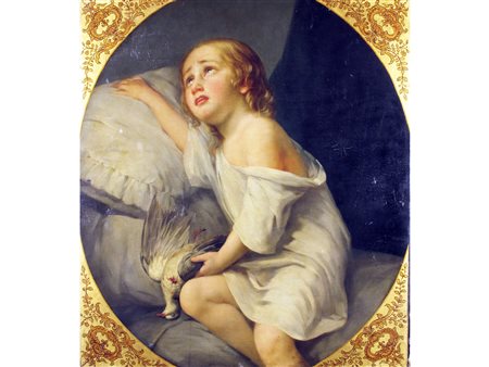 Pittore francese dell'inizio del XIX secolo La Tristesse Olio su tela Non...