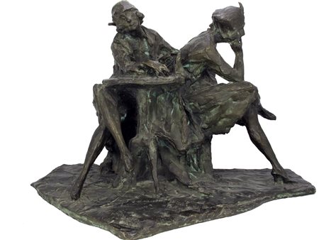 Attilio Prendoni (Milano, 1874 - 1942) Signore al caffè Scultura in bronzo...