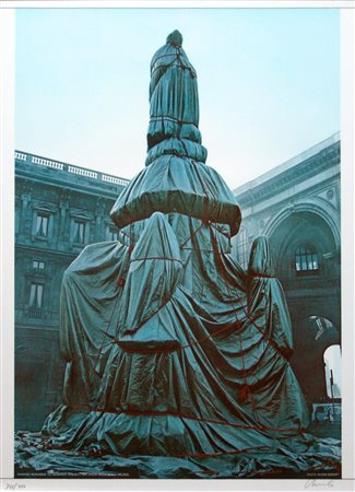 CHRISTO, Wrapped monument to Leonardo (Project for Piazza della Scala, Milano), 1971