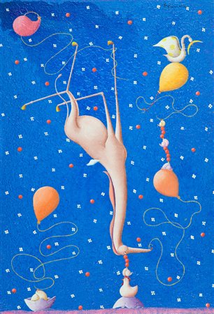 Beppe Francesconi L'equilibrio in amore Olio su tela, cm. 50x35 Firmato in...