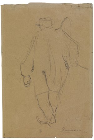 Umberto Boccioni FIGURA matita su carta, cm 18x12 firma sul retro: bozzetto...