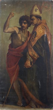 ARTISTA DEL XIX SECOLO  San Giovanni Battista e Santo Vescovo. .