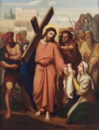 HIPPOLYTE FLANDRIN Attribuito a. Scena della Via Crucis.