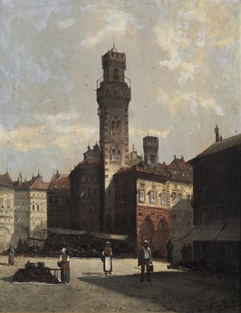 AUGUST VON SIEGEN (1850-?) Capriccio italiano con città di fantasia. .