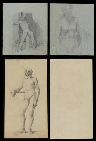 SEBASTIANO CORA' Coppia di disegni raffiguranti un nudo maschile e femminile.