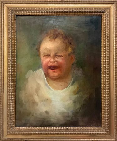 Domenco Abate Cristaldi (Catania 1821-1949). Bambino che piange. 45,5x35,...