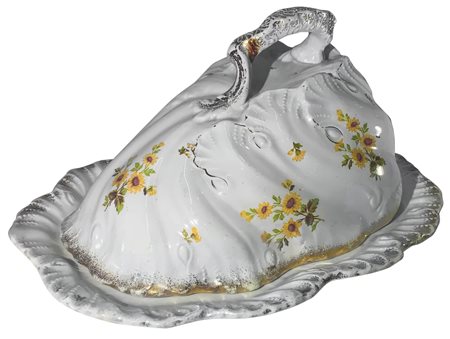 Formaggiera in ceramica, Bone china, Inghilterra 1870-1890. 16x32