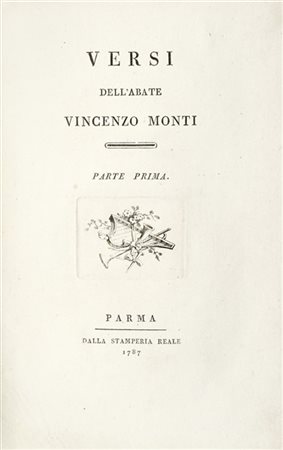 MONTI, Vincenzo (1754-1829) - Versi. Parma: Giambattista Bodoni, 1787.

"Jolie