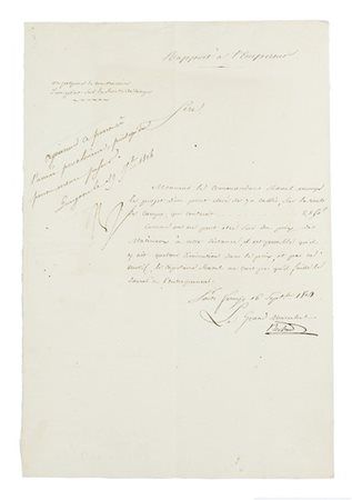 NAPOLEONE Bonaparte (1769-1821) - Rapporto firmato con nota autografa. Elba, Po