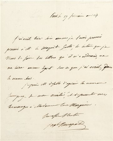 [NAPOLEONE] - BONAPARTE, Giuseppe (1768-1844) - Lettera autografa. 8 Dicembre 1