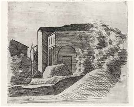 Giorgio Morandi (1890-1964) Lotto di tre: a) Paesaggio. Grizzana firmata e...