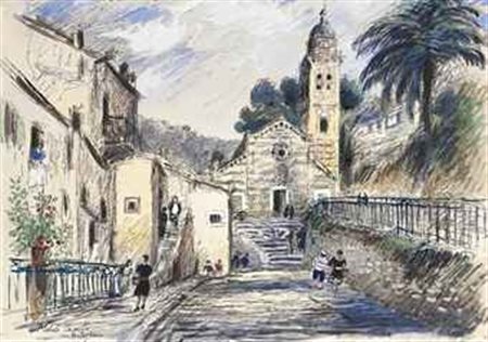 Michele Cascella (1892-1989) Portofino, chiesa di San Martino firma e titolo...