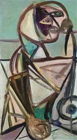 Ennio Morlotti (1910-1992) Nudo olio su tela cm 89x49,5 Eseguito nel 1948...