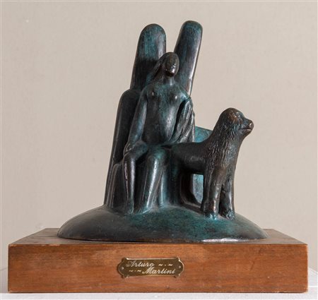 ARTURO MARTINI (Treviso 1889 - Milano 1947). 'L'attesa'. Scultura in bronzo....