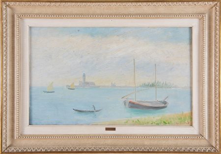 UMBERTO LILLONI (Milano 1898 - Milano 1980). 'Laguna Veneta', 1948. Olio su...