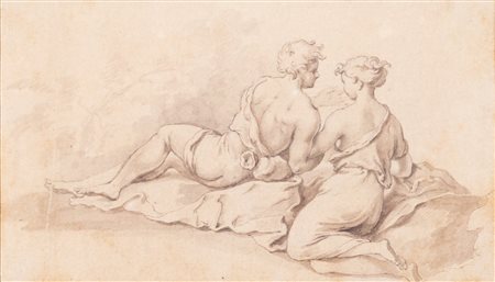 Disegno  raffigurante due figure allegoriche