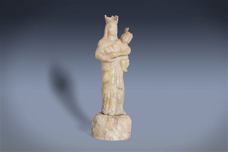 Scultura in alabastro raffigurante Madonna con Bambino, Sicilia secolo XVIII