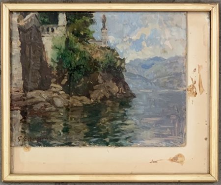 Giovanni Cappa Legora "Dalla barca, l'Isola Bella" settembre 1936, olio su carto