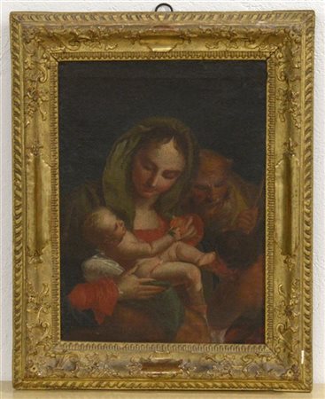 Scuola della fine del secolo XVIII "Sacra famiglia" olio su tela (cm 45x33) In