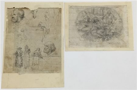 Cerchia di Giovanni Carnovali detto il Piccio, due disegni "Studio di composizi