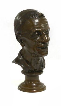 Ignoto "Ritratto maschile" busto in bronzo su base tornita (h cm 40) (difetti)