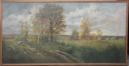 Ch. Carbonneaux "Campagna francese" 1895, olio su tela (cm 95x194) Firmato e dat