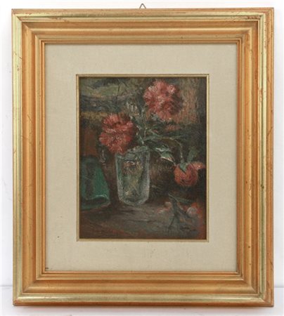 Giovanni Bartolena "Vaso con fiori" olio su tela (cm 30x23) Firmato in basso a s