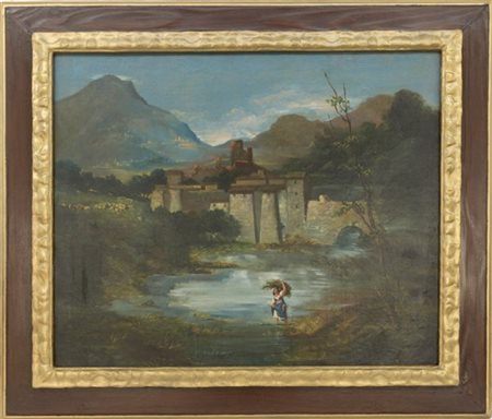 Arthur John Strutt "Paesaggio fluviale" olio su tela (cm 62x75) firmato e datato