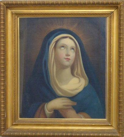 Scuola del secolo XIX "Madonna" olio su tela (cm 61x50) In cornice (difetti e r