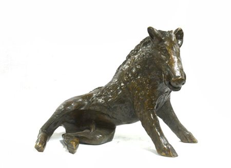 Ignoto "Cinghiale" scultura in bronzo (l cm 65) (difetti)