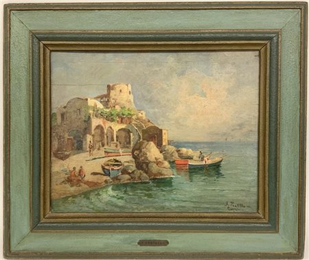 Fausto Pratella "Capri" olio su compensato (cm 35x43) Firmato in basso a destra.