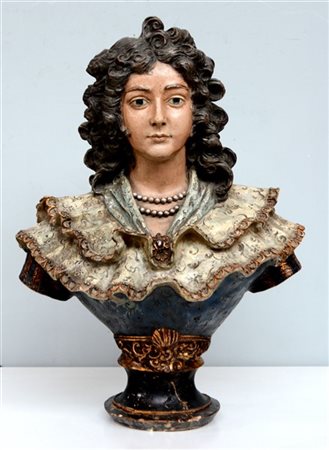 Scultore del secolo XIX "Ritratto di gentildonna con collana di perle" scultura