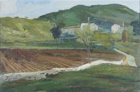 Michele Loberto 1922- "Paesaggio" cm. 40x60 - olio su tela Firmato b. a d. e...