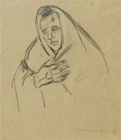 Marco Novati 1895-1975 "Figura" cm. 22x19 - disegno a matita Firmato b. a d....