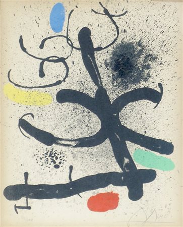 Joan Mirò 1893-1983 "Compoosizione" cm. 30x24 - litografia a colori Firmato...