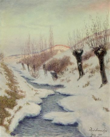 Paul Lumnitzer 1861-1942 "Primo sole sulla neve" cm. 61x49 - olio su tela...