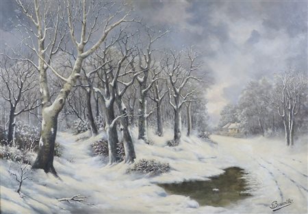 Philipp Georg Braumuller 1870-1927 "Paesaggio innevato" cm. 70x100 - olio su...