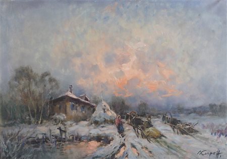 Ivan Karpoff Novocerkovsk 1898-Milano 1970 "Dopo la nevicata" cm. 50x70 -...