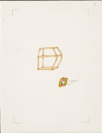 Gianfranco Baruchello N. 6 matita e acquerello su carta, cm 23,5x18 sul...