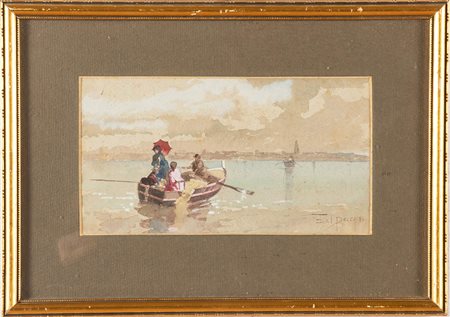 Tommaso Dal Pozzo (Faenza 1862 – 1906), “Veduta marina con barca”, 1988.