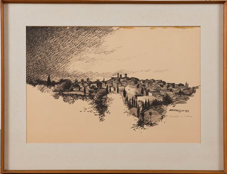 Fernando Baldi in arte Etrusco (Firenze 1924 – 1975), “Tempesta su Volterra”, 1964.