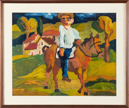 Giuseppe Serafini (Montelupo Fiorentino 1915 – 1987), “Figura a cavallo”.